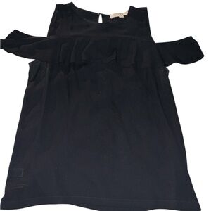 LOFT Black Cold Shoulder Ruffle flowy career date night Blouse - Size Medium